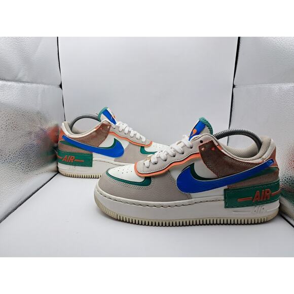 Size 8W | 6.5M - Nike Air Force 1 Low Shadow Sail Signal Blue Green (Women's) - Picture 1 of 9